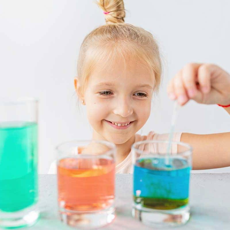 Girl playing with science